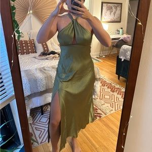 Satin sage green dress